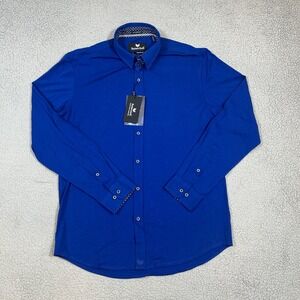 Buttercloth Icy Cotton Casual Button Down Shirt Men's Royal Blue Large